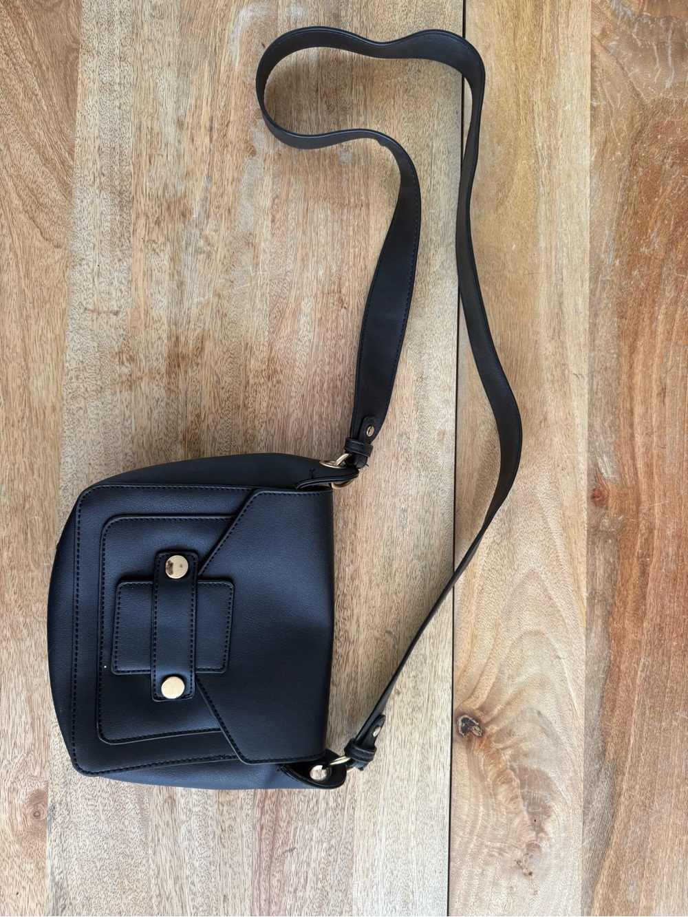 JustFab Black Crossbody with Gold-Tone Accents